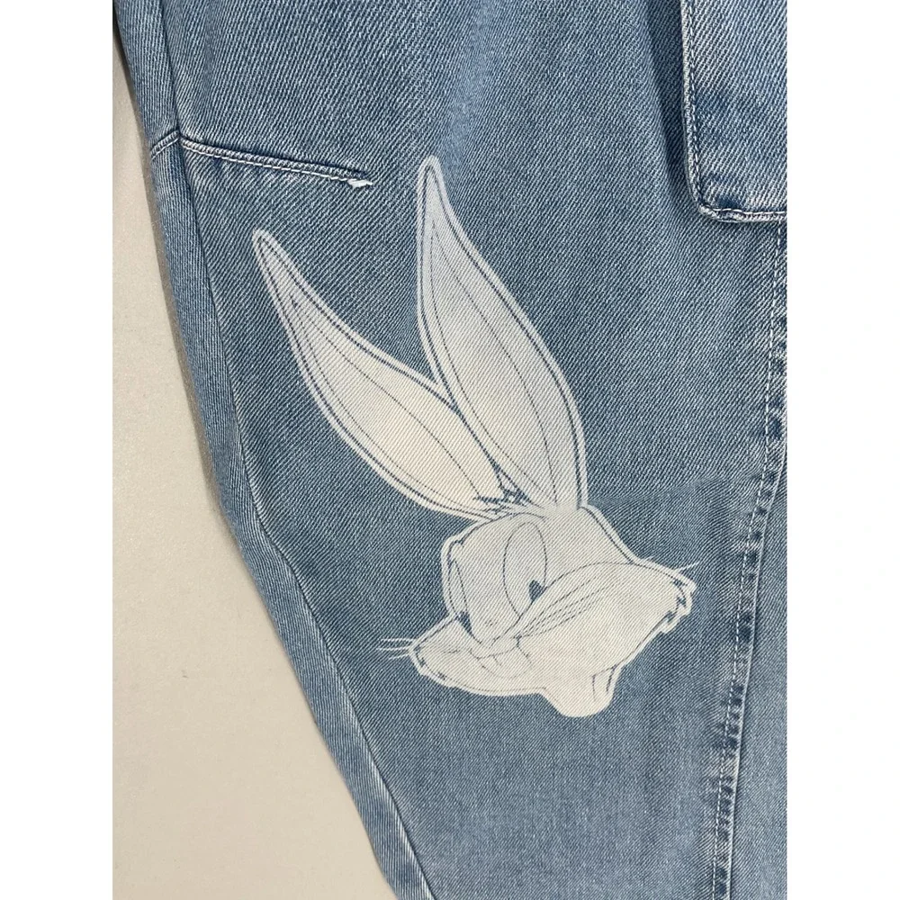 Justice Girls Looney Tunes Cargo Barrel Jean Light Wash Bugs Bunny 14 Slim